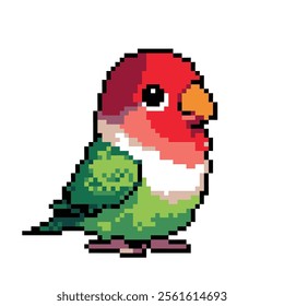 Pixel art cute red-green lovebird