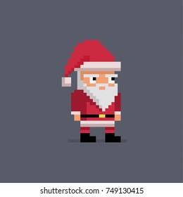 Pixel art cute santa claus. Vector illustration.