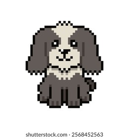 Pixel art cute shih tzu dog vector in retro style for design.