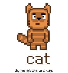 Pixel art cute tabby cat