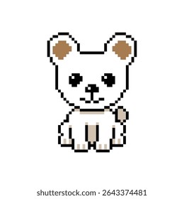 Vector de perro blanco lindo del arte del pixel en estilo retro para el diseño.