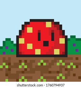 El arte de los píxeles adorable fondo de gusano. Imagen vectorial.