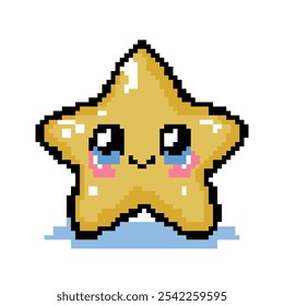 Pixel art bonito estrela-do-mar amarela