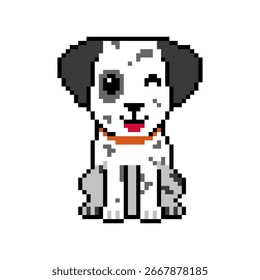 Pixel Kunst dalmatinischen Hund Vektor in Retro-Stil für Design.