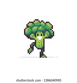 Pixel Art Dancing Broccoli Character