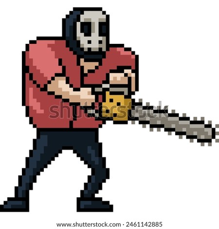 pixel art of dangerous mask murderer isolated background