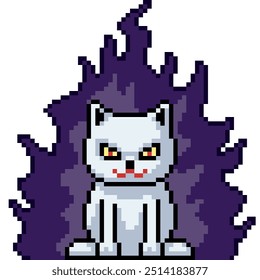 pixel art of dark devil cat isolated background