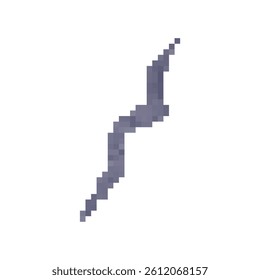 Pixel art dark gray lightning bolt. Perfect for 2D games, thunder magic, electric spells, or storm effects. Retro 8-bit style with transparent background for smooth game asset use.