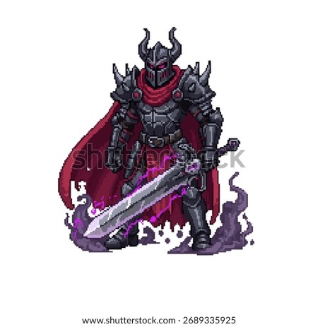 pixel art dark undead knight game character sprite