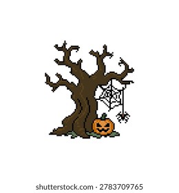 Pixel art dead tree spiderweb