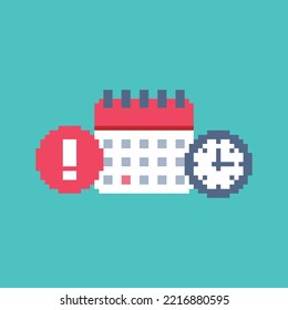 Pixelkunst - Deadline-Kalender-Zeit 
