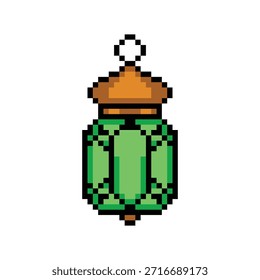 Pixel arte decorativa islâmica lanterna vetor