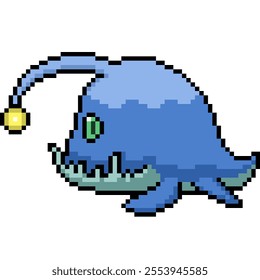 pixel art of deep sea monster isolated background