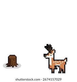 Pixel Art Deer de Tree Stump