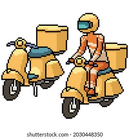 pixel art of delivery bike driver