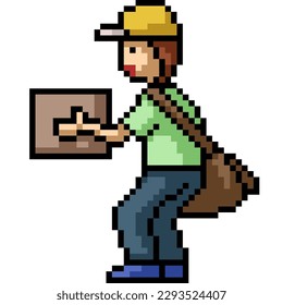 pixel art of delivery man package