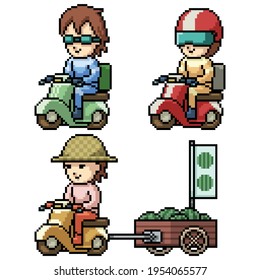 pixel art of delivery rider