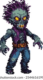 Pixel art demoníaco zumbi personagem masculino em trapos