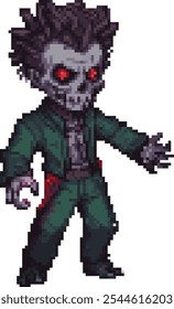 Pixel art demoníaco zumbi personagem masculino em trapos