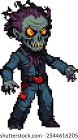 Pixel art demoníaco zumbi personagem masculino em trapos