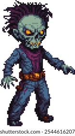 Pixel art demoníaco zumbi personagem masculino em trapos