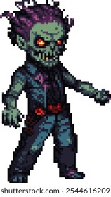 Pixel art demoníaco zumbi personagem masculino em trapos