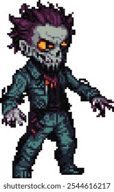 Pixel art demoníaco zumbi personagem masculino em trapos