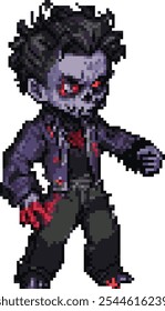 Pixel art demoníaco zumbi personagem masculino em trapos