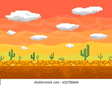 Pixel art desert background for game.