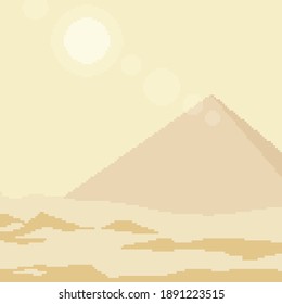 pixel art desert pyramid square background