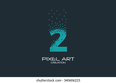 Pixel Art Design Of The 2 Number Logo.