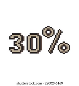 Pixel art design  30 percent on white background. 