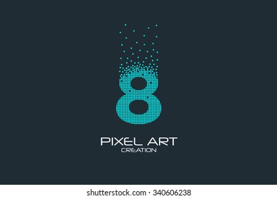 Pixel art design of the 8 number logo.