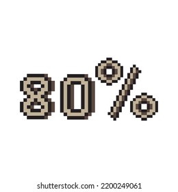Pixel art design  80 percent on white background. 