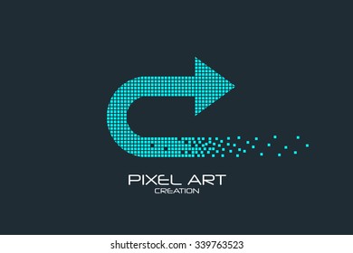 Pixel Art Design des Pfeillogos.