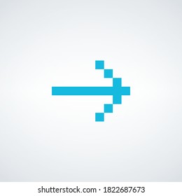Pixel art design of the arrow right. Stock vector illustration isolated on white background.