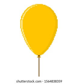 Pixel art design of the Balloon. Vector illustration. Yellow Balloon in flat style, isolated