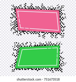 Pixel art design of banners. Vector blank frames ready for your text or design