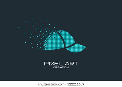 Pixel Art Design Of The Baseball Cap Logo.