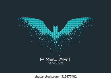 Pixel Art Design Of The Bat Logo.