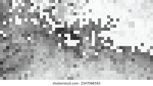 Pixel Art Design - unscharfer Hintergrund. Schwarz-Weiß-Mosaik-Muster. Vektorclip-Kunst