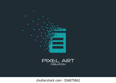 Pixel art design of the book logo.