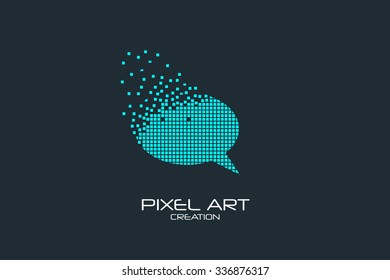 Pixel Art Design Of Bubble Talk Logo.