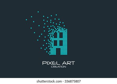 Pixel art design of the building logo.