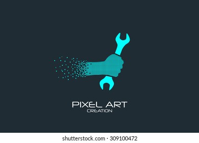 Pixel art design of the car repair logo.