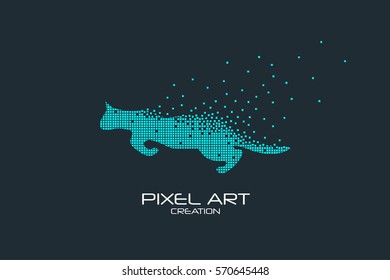 Pixel art design of the cat logo design.