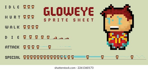 Pixel Art Design Character Atack Fighter Die Idle Illustration Ready To Use For Game Sprite Sheet Animation Frame By Frame