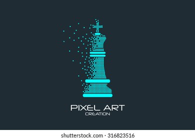 Pixel art design of the chess king logo.