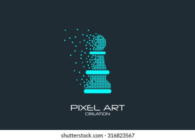 Pixel Art Design Of The Chess Pawn Logo.