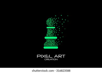Pixel art design of the chess pawn logo.